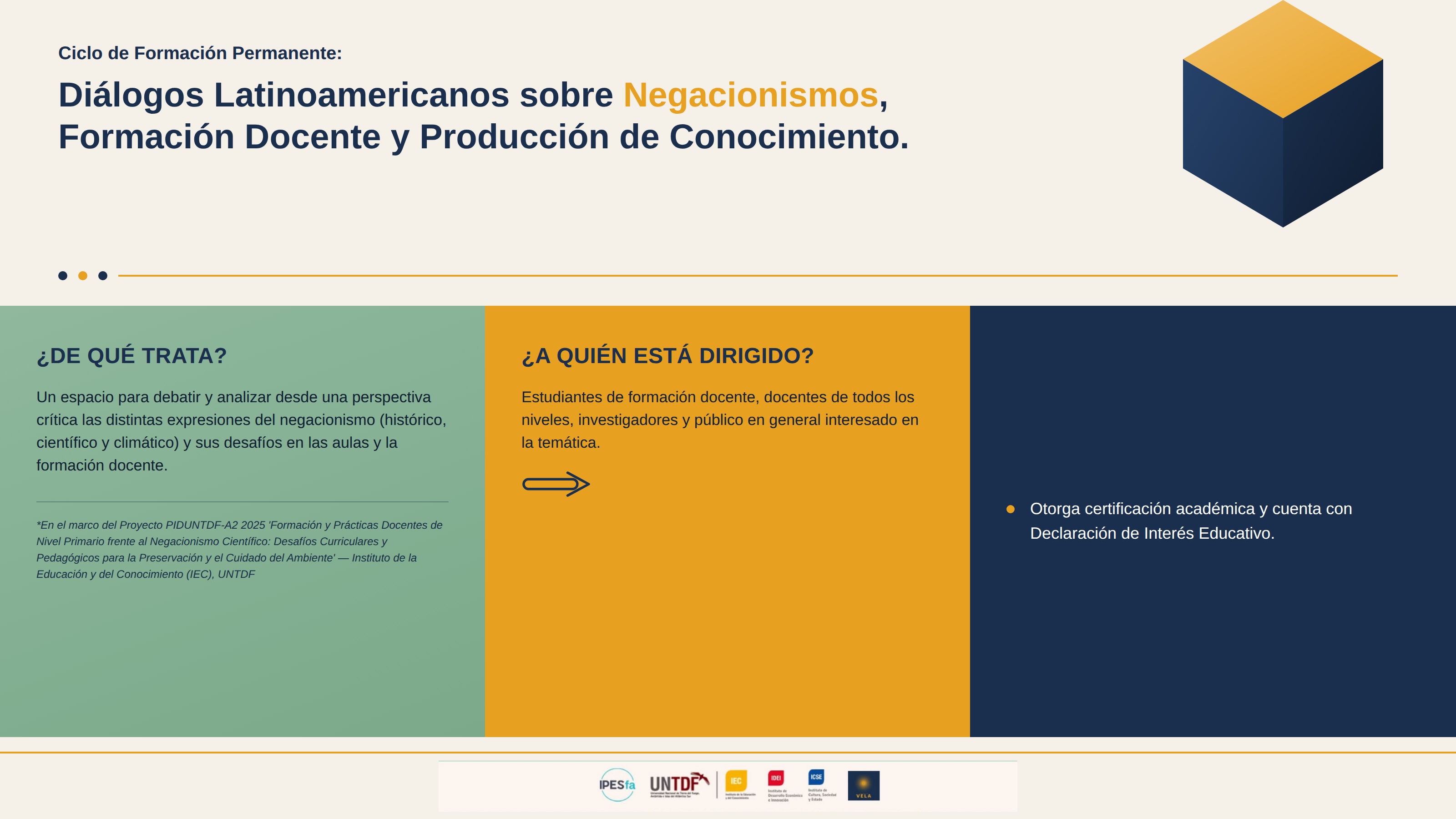 Diálogos Latinoamericanos sobre Negacionismos, Formación Docente y Producción de Conocimiento